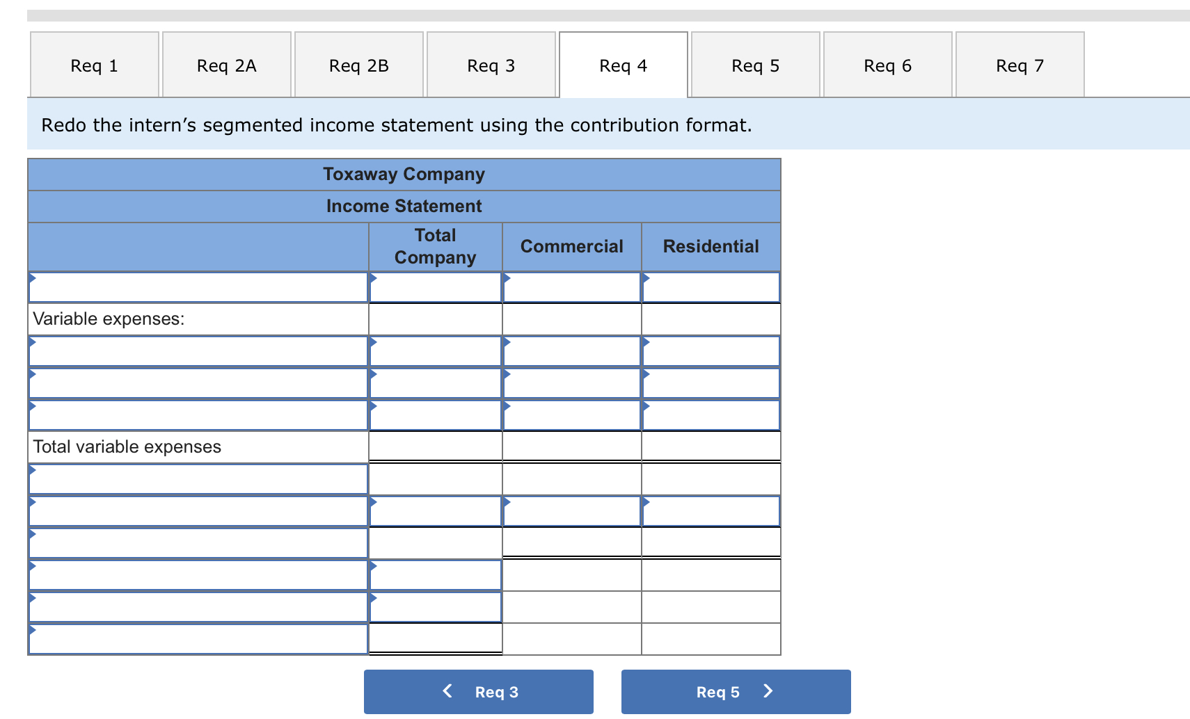 of the intern's segmented income statement. a. How much of the company's
