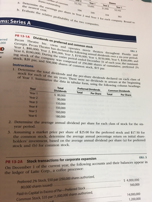  Problem 13-1A; step 2 $2,102 a. Determine the earnings per share