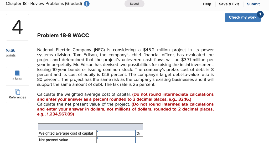  Chapter 18 - Review Problems (Graded) Ai Saved Help Save &