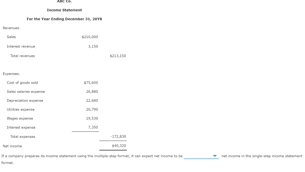 Mastery Problem: Prepare a Multiple-Step Income Statement Income statement format Recall that