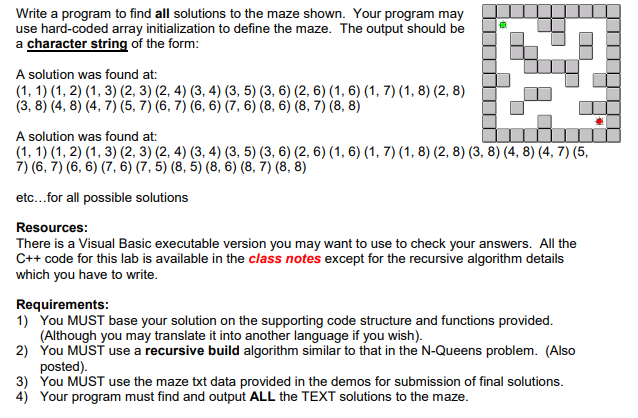  MAZE TXT IS BELOW Write a program to find all solutions