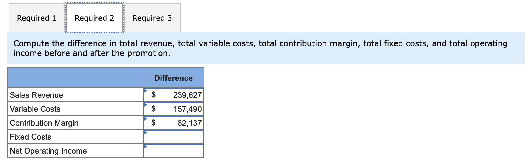  Required 1 Required 2 Required 3 Compute the difference in total