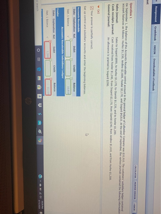  e Assignment Gradebook ORION Downloadable eTextbook ent CALCULATOR PRINTER VERSION BACK