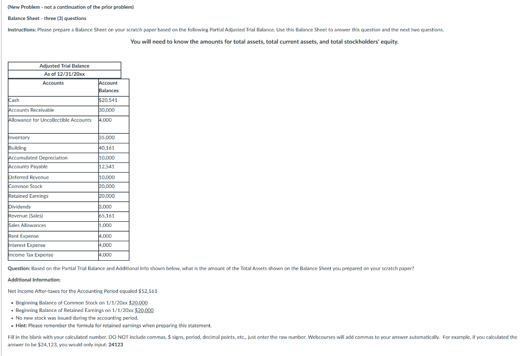 (New Problem - not a continuation of the prior problem) Balance