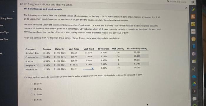  Study Tools ans cess Tips ess Tips ck Ch 07: Assignment
