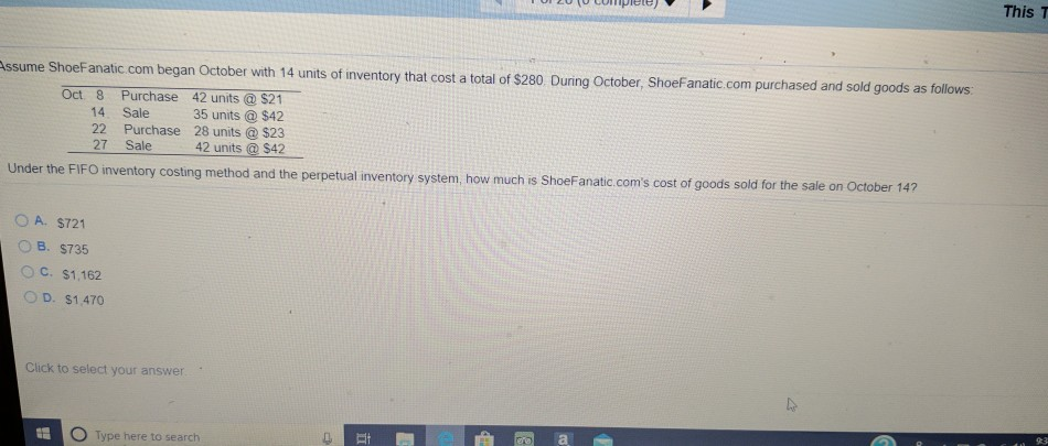  help me answer please U LOOMIC) MS assume ShoeFanatic.com began October