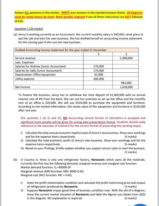  Answer ALL questions in this section. WRITE your answers in the