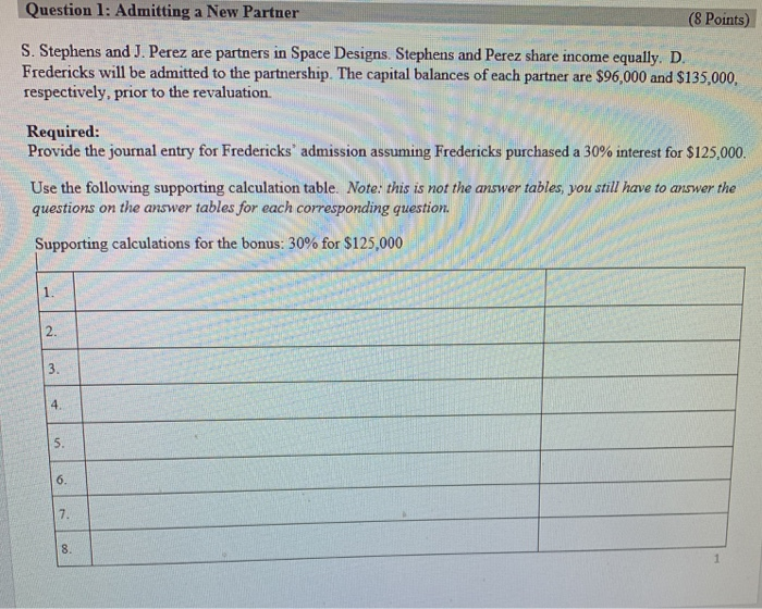  also need a general journal entry Question 1: Admitting a New