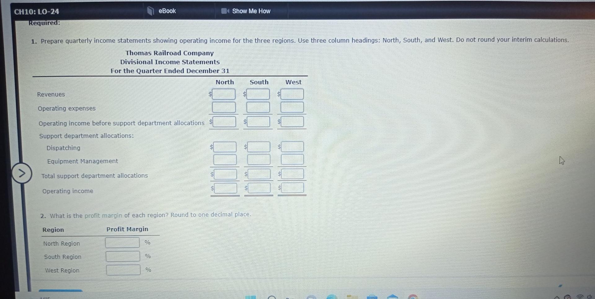 Me How Profit Center Responsibility Reporting for a Service Company Thomas Railroad