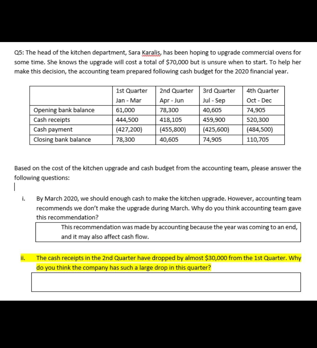  Please help me to solve the highlighted question. Course : HOSPITALITY