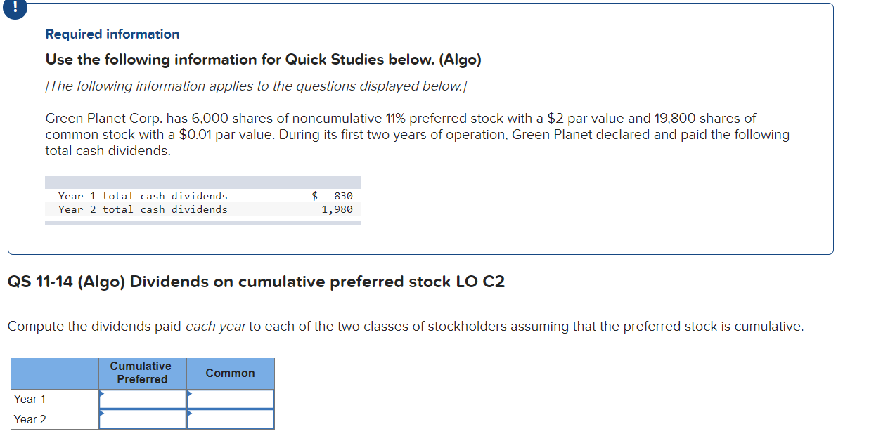 ! Required information Use the following information for Quick Studies below.