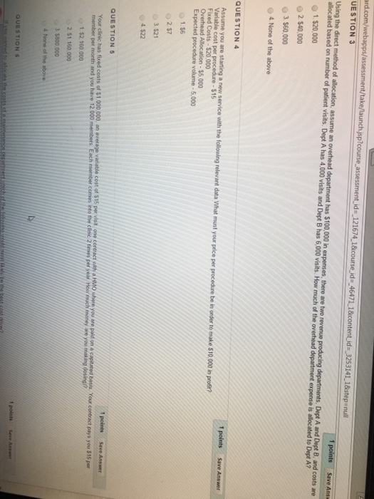  Using the direct method of allocation assume an overhead department has