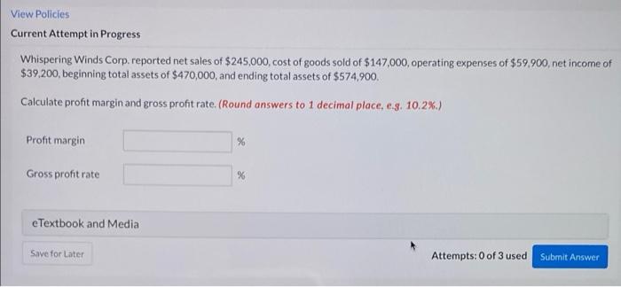 View Policies Current Attempt in Progress Whispering Winds Corp. reported net