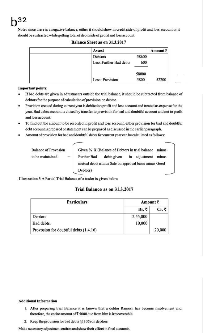  b32 Note: since there is a negative balance, either it should