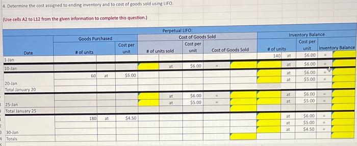 Data fanuary 20 purchase, and 15 units from beginning inventory. Pequired: 1.