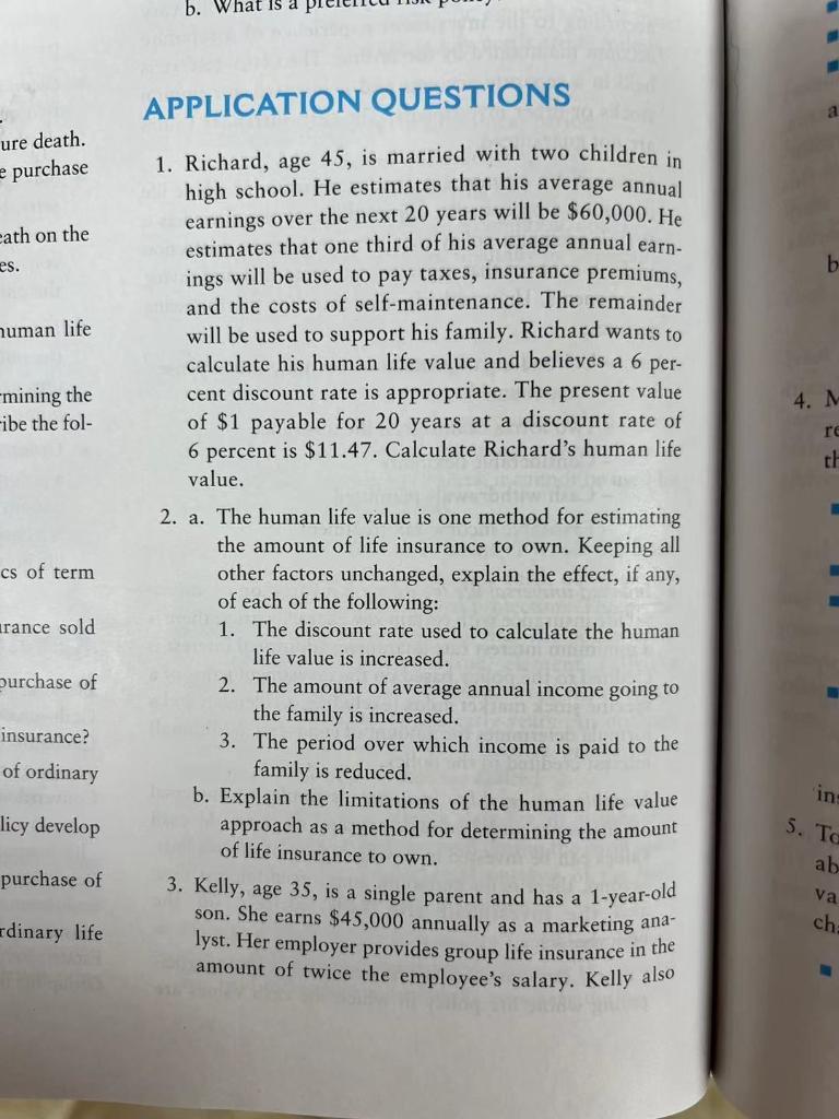 Question 1 b. APPLICATION QUESTIONS a ure death. e purchase eath on
