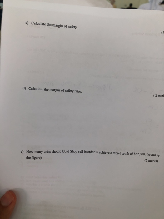 Gold Shop made total sales for $145,000 in 2018. Total variable costs