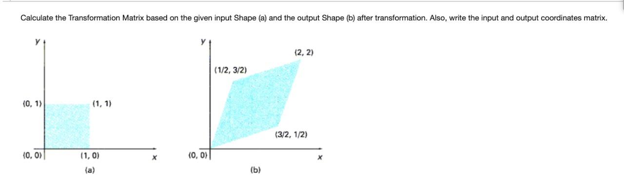  Computer graphics course Calculate the Transformation Matrix based on the given