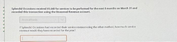  Splendid Occasions received $1,640 for services to be performed for the