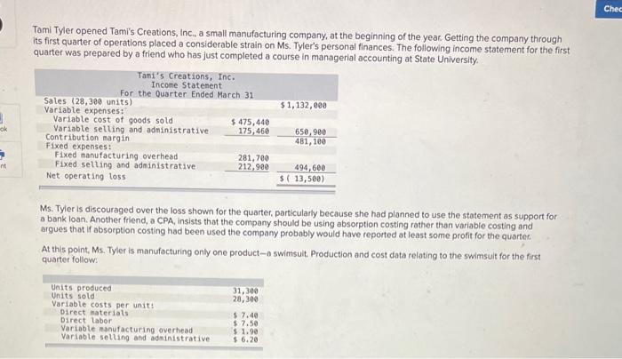  can someone help me with this question Tami Tyler opened Tami's
