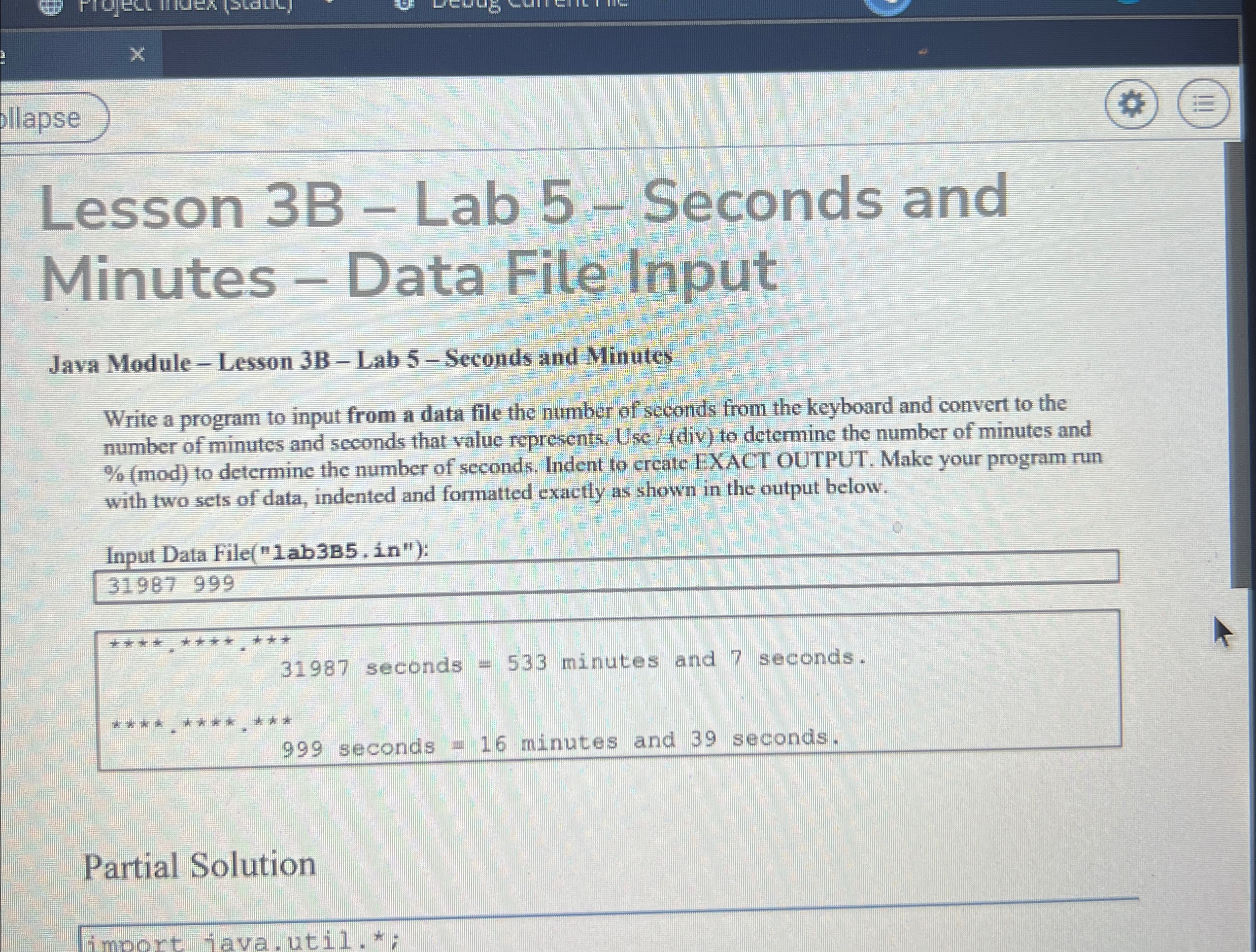  bllapse Lesson 3B- Lab 5- Seconds and Minutes - Data File