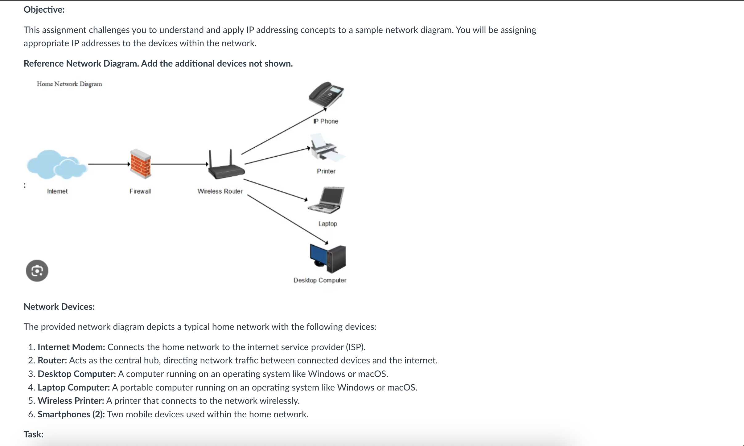  Objective: This assignment challenges you to understand and apply IP addressing