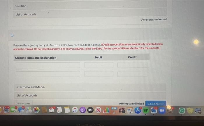 Wildhorse Co has accounts receivable of $92,000 at March 31, 2022. Credit