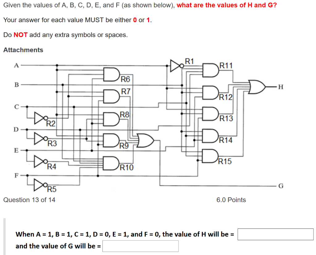 Given the values of A, B, C, D, E, and F