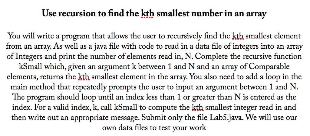 Write a java program that allows the user to recursively find the