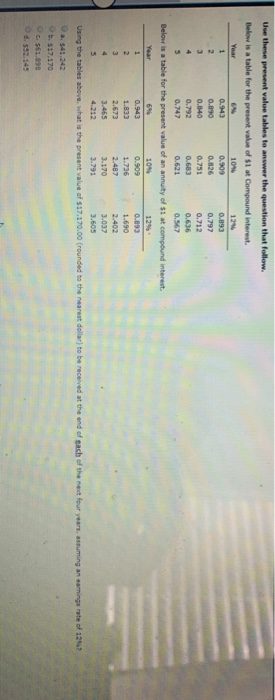  Use these present value tables to answer the question that follow.