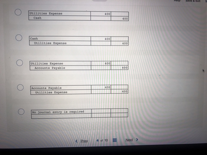 $400 utility bill for the current month's electricity. It is not due