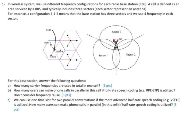  1. In wireless system, we use different frequency configurations for each