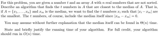  For this problem, you are given a number t and an