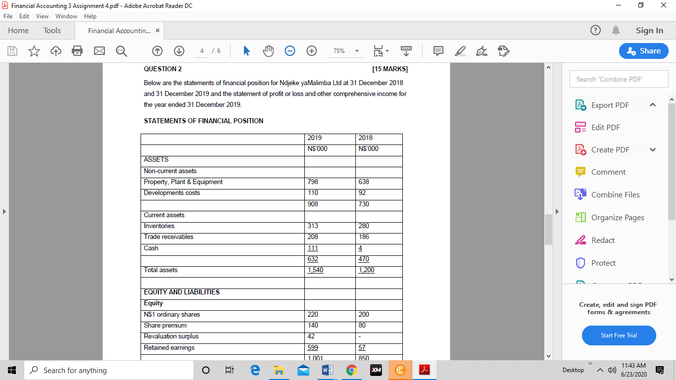 - x Financial Accounting 3 Assignment 4.pdf - Adobe Acrobat Reader