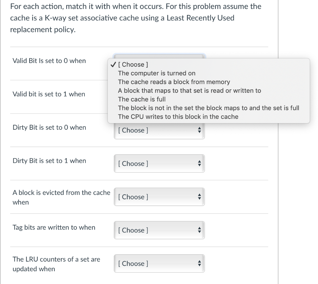  For each action, match it with when it occurs. For this
