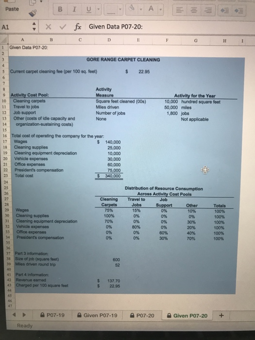  Paste A1 xfic Given Data PO7-20: B. H I 1 Given