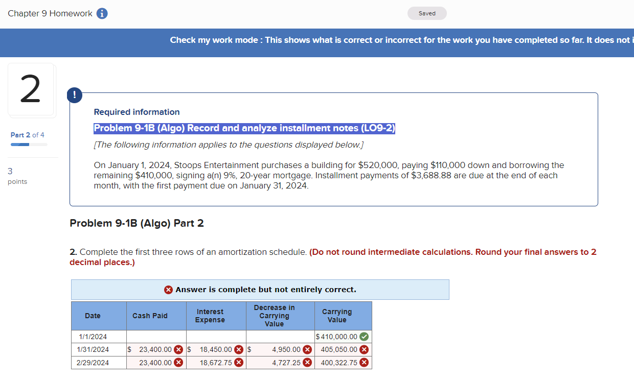  Required information Problem 9-1B (Algo) Record and analyze installment notes (LO9-2)