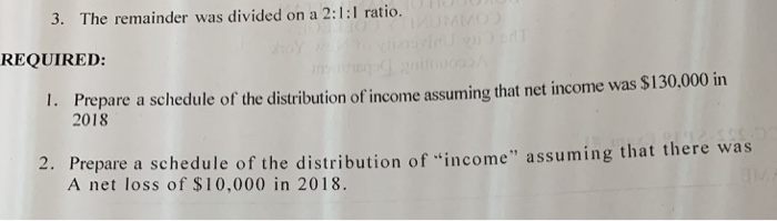 agreement calls for distribution on income be done as follows I. Salaries