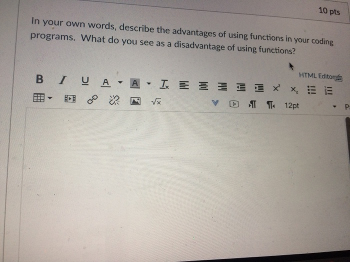  Python 10 pts In your own words, describe the advantages of