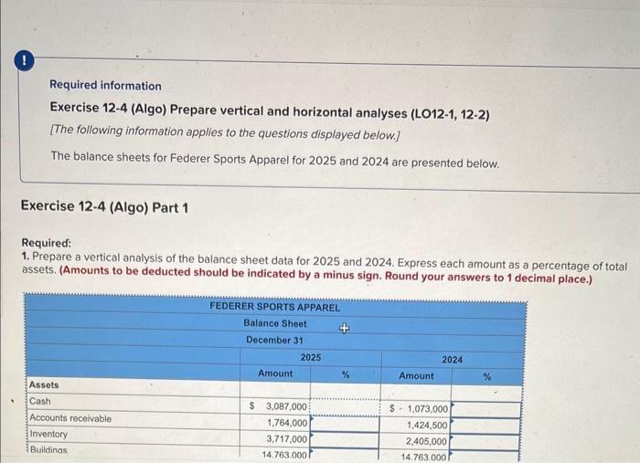 I can't figure this one out. Required information Exercise 12-4 (Algo) Prepare