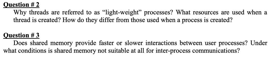  Why threads are referred to as light-weight processes? What resources are