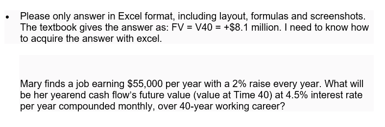  Please only answer in Excel format, including layout, formulas and screenshots.