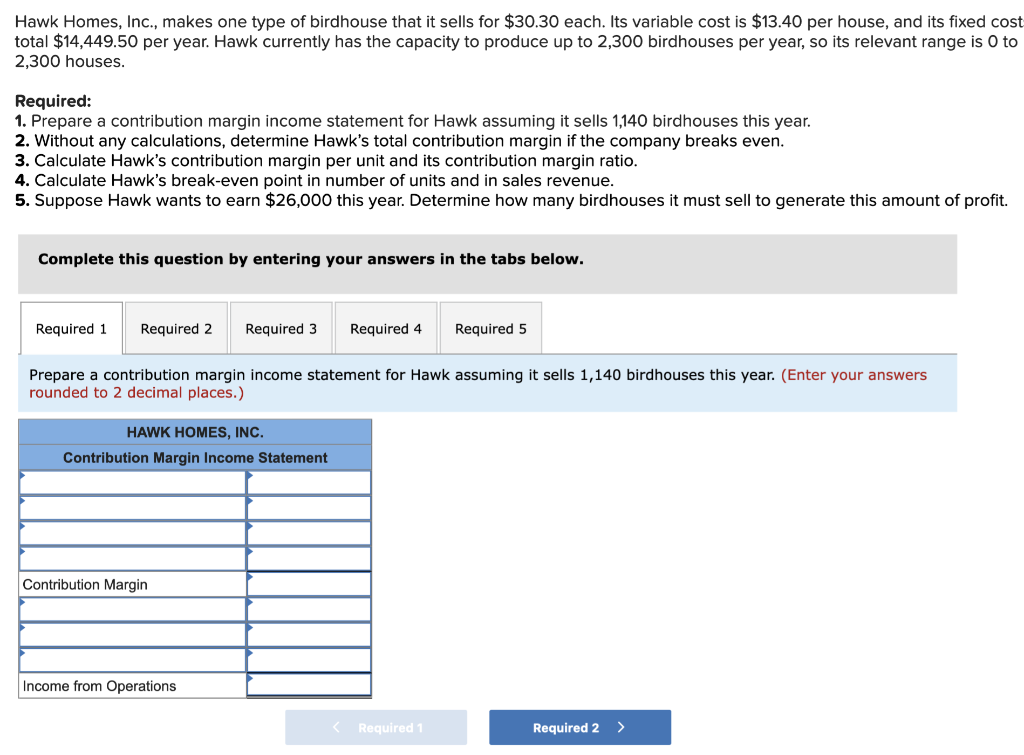 any calculations, determine Hawk's total contribution margin if the company breaks even.