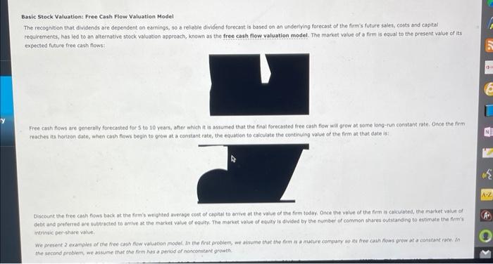  Basic Stock Valuation: Free Cash Flow Valuation Model The recognition that