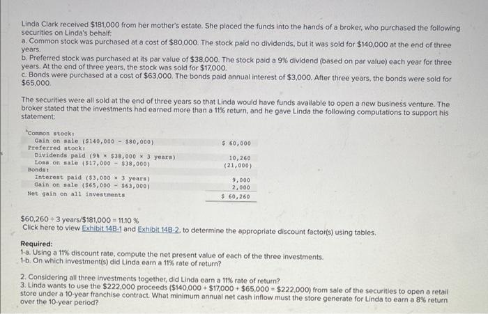  Required: 1-a. Using a 11% discount rate, compute the net present