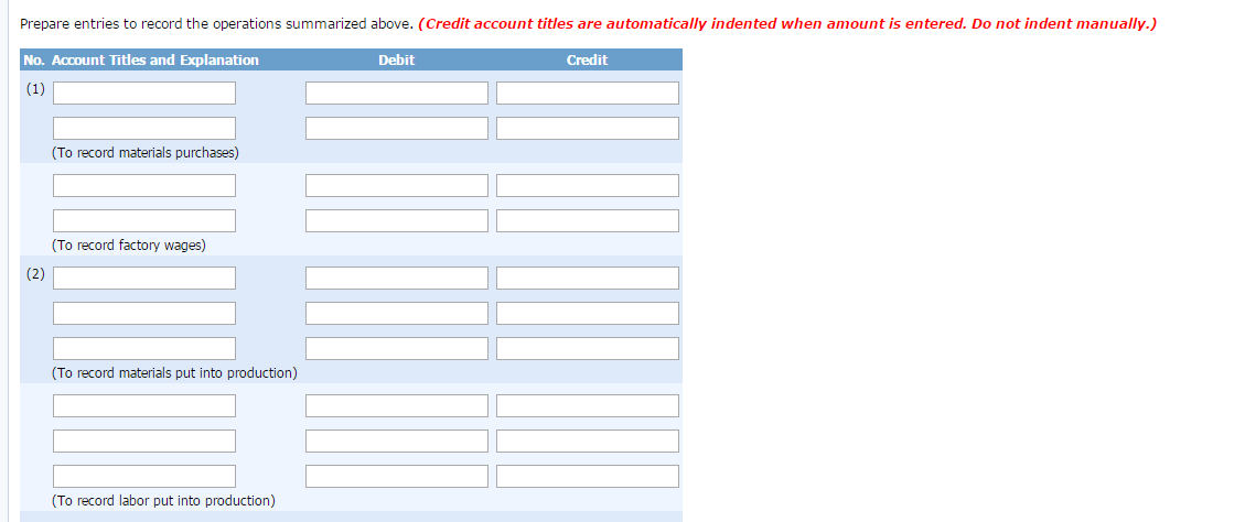 system. The following data summarize the operations related to the first quarter's