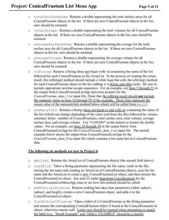 menu to the user with eight options and implements these: (1) read