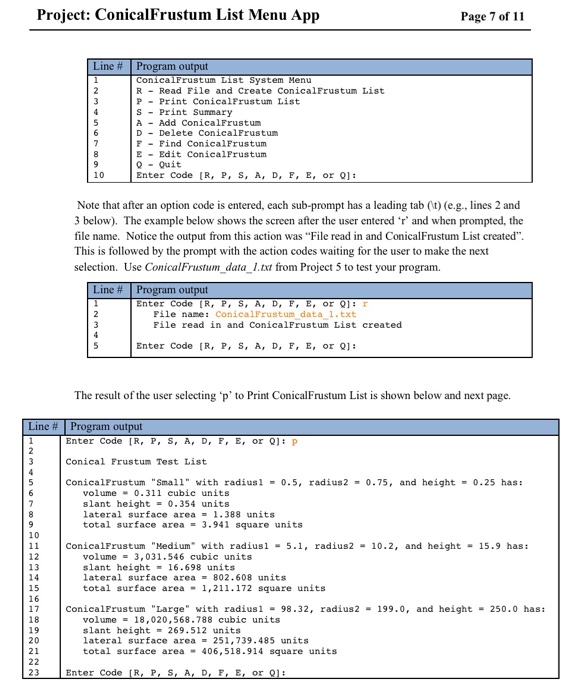 summary (4) add a ConicalFrustum object to the ConicalFrustumList object, (5) delete
