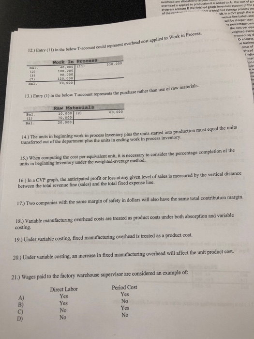  overhead are overhead is applied to progress account D the finished