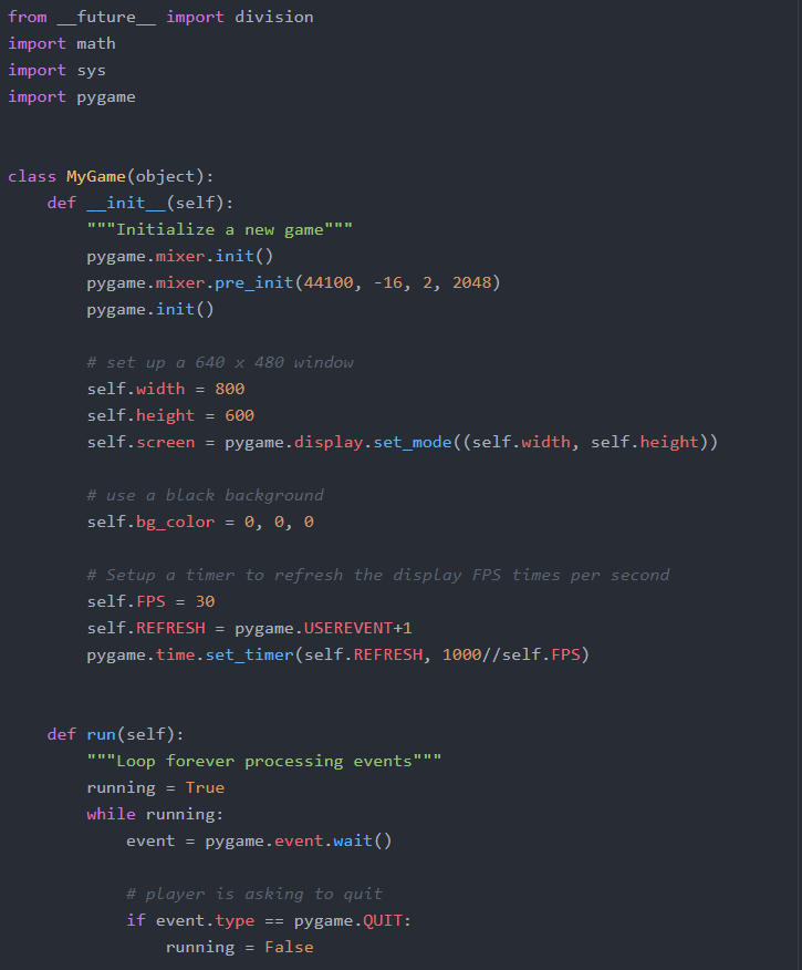 Python Pygame Modify the sample code so that your image sits in